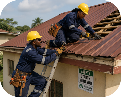 Construction carpenter at work
