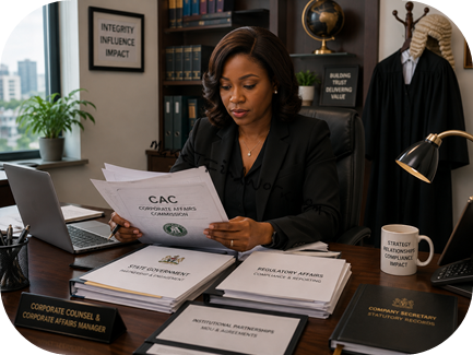 Corporate counsel in office