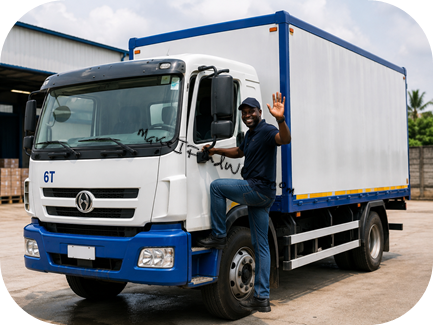 Truck driver next to truck